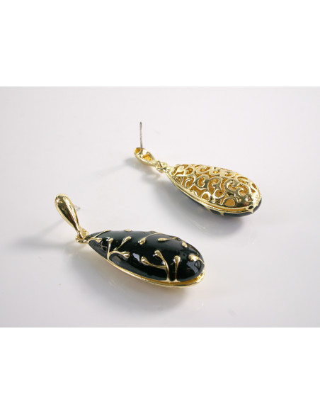 Kolczyki ŁEZKI DŁUGIE KROPLE  SREBRNY SZTYFT 925 LOLITA AKCESORIA CZARNY