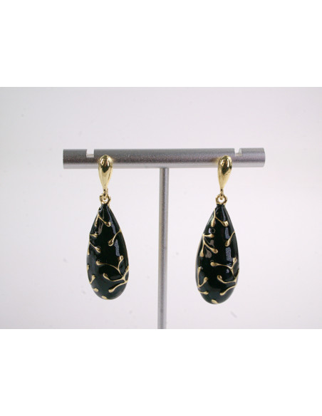 Kolczyki ŁEZKI DŁUGIE KROPLE  SREBRNY SZTYFT 925 LOLITA AKCESORIA CZARNY