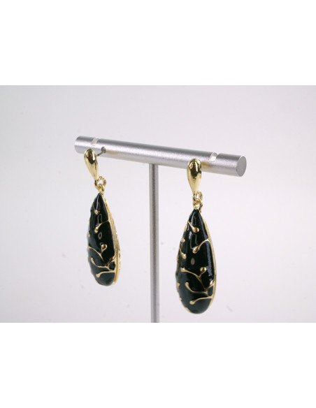 Kolczyki ŁEZKI DŁUGIE KROPLE  SREBRNY SZTYFT 925 LOLITA AKCESORIA CZARNY