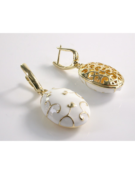 Kolczyki  DŁUGIE ELIPSY SREBRNY SZTYFT 925 LOLITA AKCESORIA BIAŁY