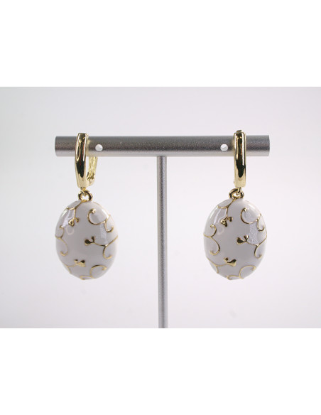 Kolczyki  DŁUGIE ELIPSY SREBRNY SZTYFT 925 LOLITA AKCESORIA BIAŁY