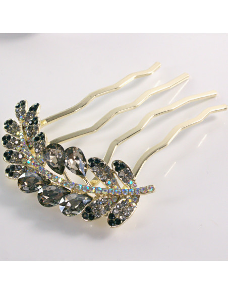 GRZEBIEŃ wsuwany do włosów wtykowy ozdobny KŁOS Lolita Akcesoria GRAFITOWY