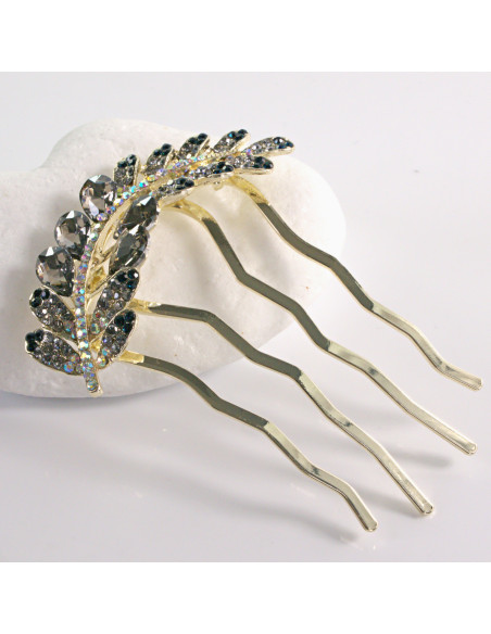 GRZEBIEŃ wsuwany do włosów wtykowy ozdobny KŁOS Lolita Akcesoria GRAFITOWY