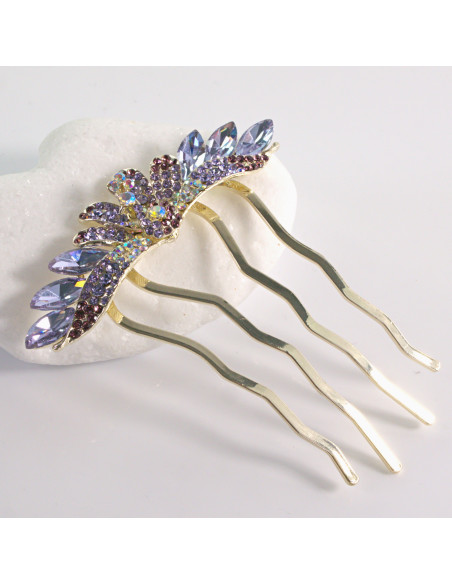 GRZEBIEŃ wsuwany do włosów wtykowy ozdobny PAW Lolita Akcesoria FIOLETOWY