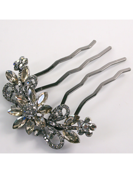 GRZEBIEŃ wsuwany do włosów wtykowy ozdobny KWIATY Lolita Akcesoria GRAFIT