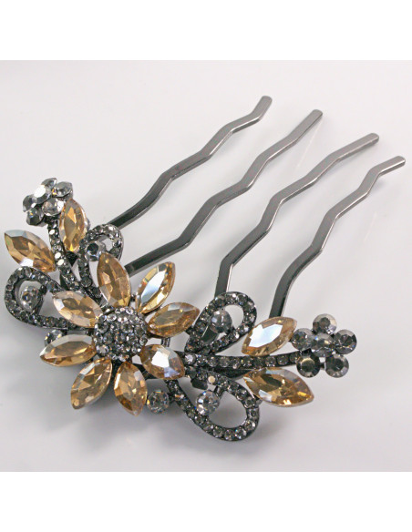 GRZEBIEŃ wsuwany do włosów wtykowy ozdobny KWIAT Lolita Akcesoria MIODOWY