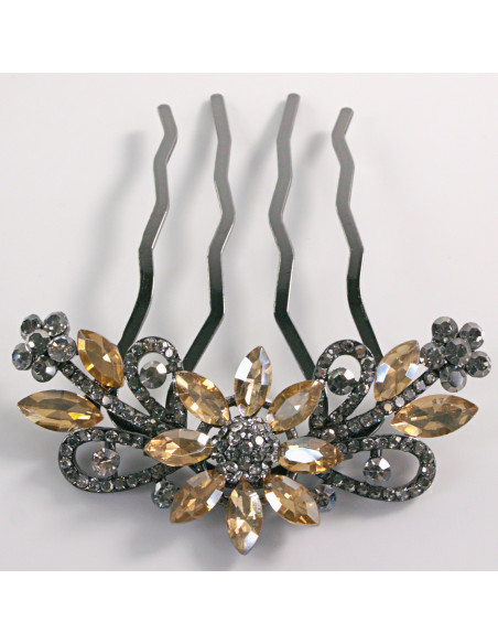 GRZEBIEŃ wsuwany do włosów wtykowy ozdobny KWIAT Lolita Akcesoria MIODOWY