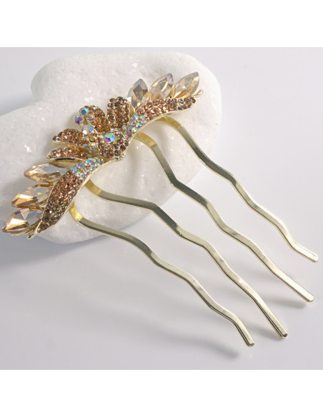 GRZEBIEŃ wsuwany do włosów wtykowy ozdobny PAW Lolita Akcesoria MIODOWY