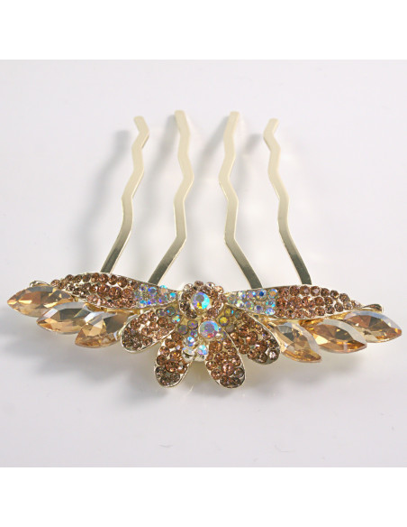 GRZEBIEŃ wsuwany do włosów wtykowy ozdobny PAW Lolita Akcesoria MIODOWY