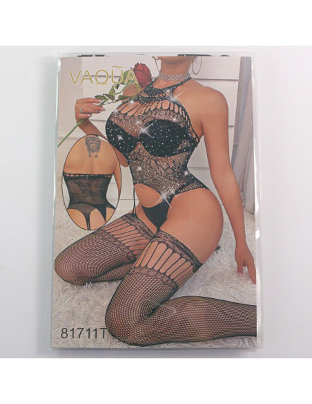 BIELIZNA EROTYCZNA BODY SEKSOWNA KOMPLET CZARNY Lolita Accessories