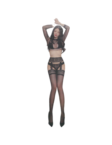 BIELIZNA EROTYCZNA BODY SEKSOWNA KOMPLET CZARNY Lolita Accessories