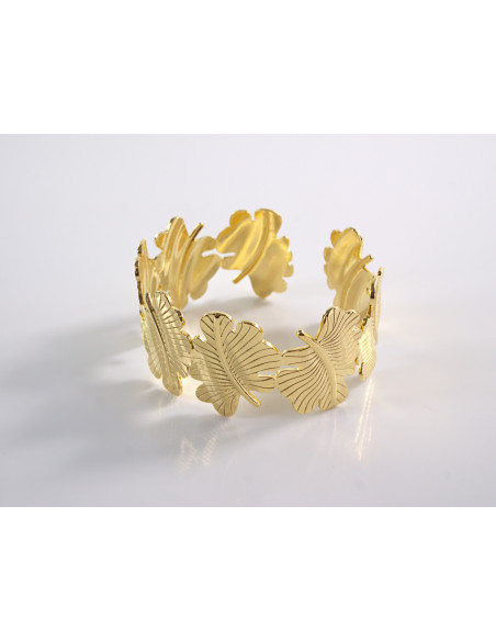 Bransoletka na rękę złota szeroka liść STAL CHIRURGICZNA Lolita Akcesoria