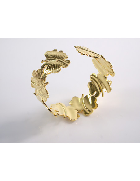 Bransoletka na rękę złota szeroka liść STAL CHIRURGICZNA Lolita Akcesoria