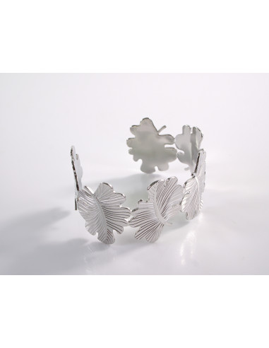 Bransoletka na rękę srebrna   liść  STAL...