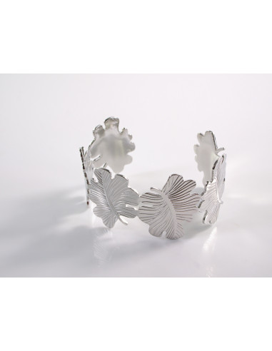 Bransoletka na rękę srebrna   liść  STAL...