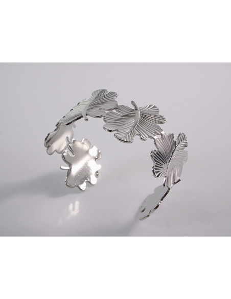 Bransoletka na rękę srebrna   liść  STAL CHIRURGICZNA Lolita Akcesoria