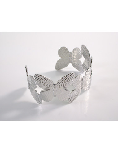 Bransoletka na rękę srebrna  motyle STAL...