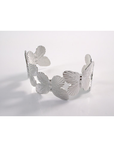 Bransoletka na rękę srebrna  motyle STAL...