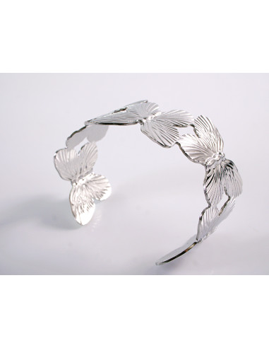 Bransoletka na rękę srebrna  motyle STAL...