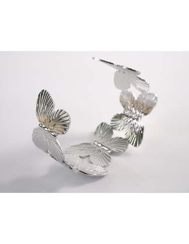 Bransoletka na rękę srebrna  motyle STAL...