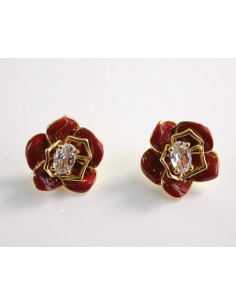 Kolczyki BORDOWE KWIATY KWIATKI SREBRNY SZTYFT 925 LOLITA...