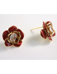 Kolczyki BORDOWE KWIATY KWIATKI SREBRNY SZTYFT 925 LOLITA... 2