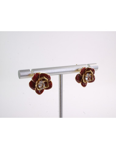 Kolczyki BORDOWE KWIATY KWIATKI SREBRNY SZTYFT...