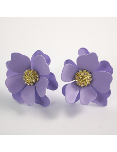 Kolczyki FIOLETOWE KWIATY KWIATKI SREBRNY...