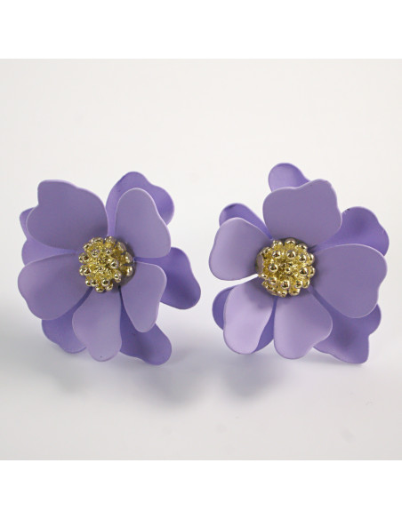 Kolczyki FIOLETOWE KWIATY KWIATKI SREBRNY SZTYFT 925 LOLITA AKCESORIA