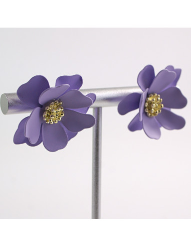 Kolczyki FIOLETOWE KWIATY KWIATKI SREBRNY...