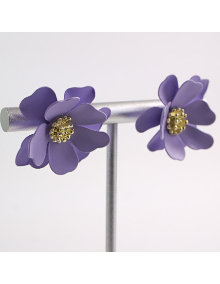 Kolczyki FIOLETOWE KWIATY KWIATKI SREBRNY SZTYFT 925 LOLITA AKCESORIA