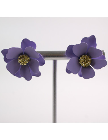 Kolczyki FIOLETOWE KWIATY KWIATKI SREBRNY...