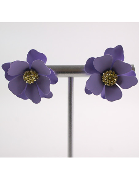Kolczyki FIOLETOWE KWIATY KWIATKI SREBRNY SZTYFT 925 LOLITA AKCESORIA