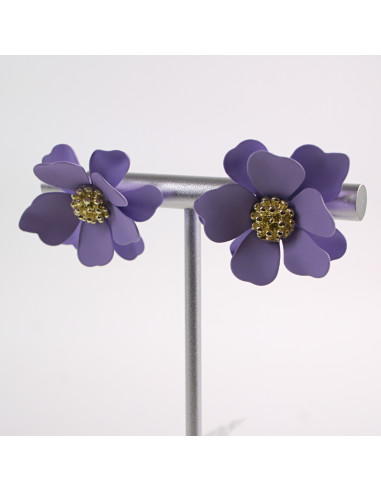 Kolczyki FIOLETOWE KWIATY KWIATKI SREBRNY...