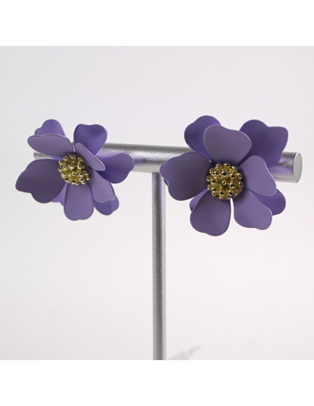 Kolczyki FIOLETOWE KWIATY KWIATKI SREBRNY SZTYFT 925 LOLITA AKCESORIA