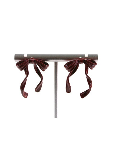 Kolczyki BORDOWE ASYMETRYCZNE KOKARDKI LOLITA...