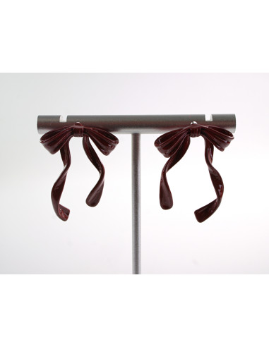 Kolczyki BORDOWE ASYMETRYCZNE KOKARDKI LOLITA...