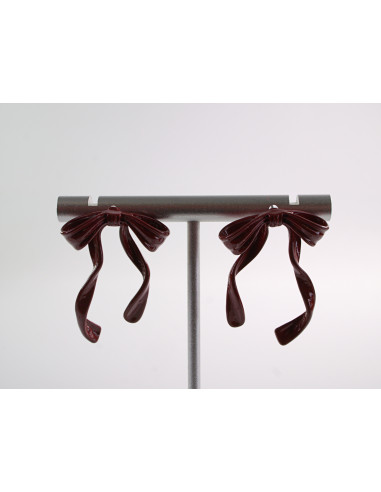 Kolczyki BORDOWE ASYMETRYCZNE KOKARDKI LOLITA...