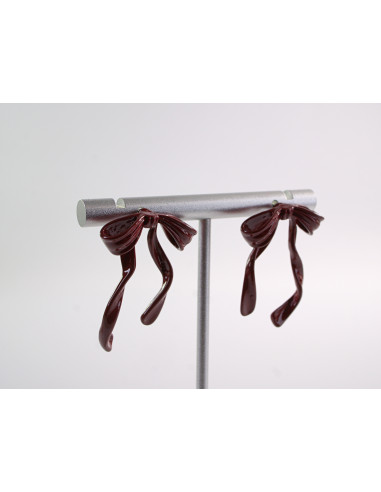 Kolczyki BORDOWE ASYMETRYCZNE KOKARDKI LOLITA...