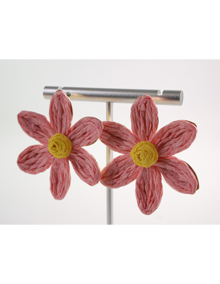 Kolczyki KWIATY BOHO KWIATKI  LOLITA AKCESORIA srebrny sztyft 925 RÓŻOWY