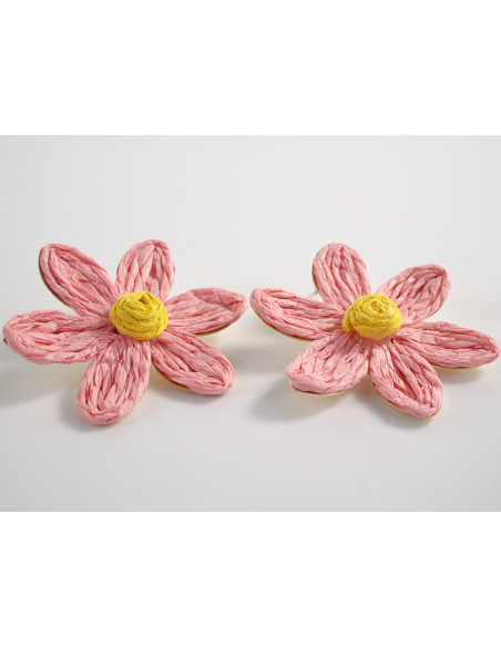 Kolczyki KWIATY BOHO KWIATKI  LOLITA AKCESORIA srebrny sztyft 925 RÓŻOWY