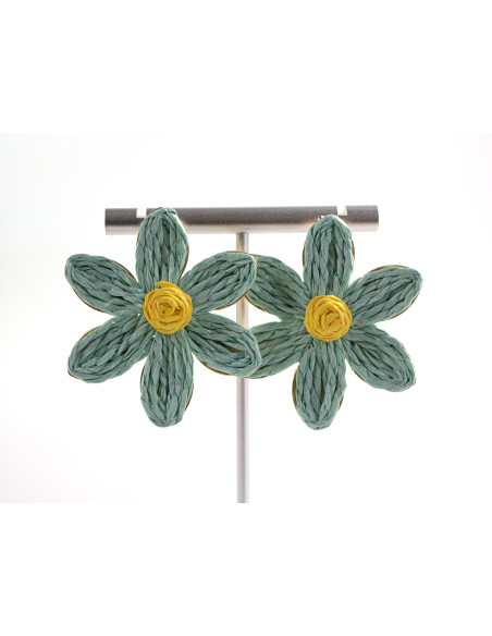 Kolczyki KWIATY BOHO KWIATKI  LOLITA AKCESORIA srebrny sztyft 925 turkus