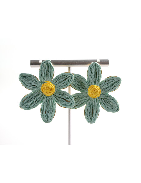 Kolczyki KWIATY BOHO KWIATKI  LOLITA AKCESORIA srebrny sztyft 925 turkus