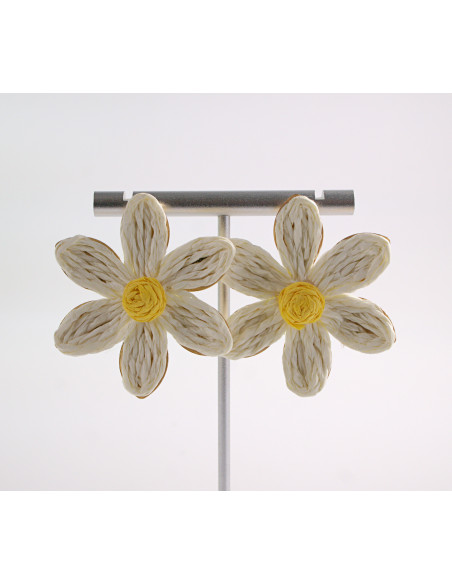 Kolczyki KWIATY BOHO KWIATKI  LOLITA AKCESORIA srebrny sztyft 925 ECRU