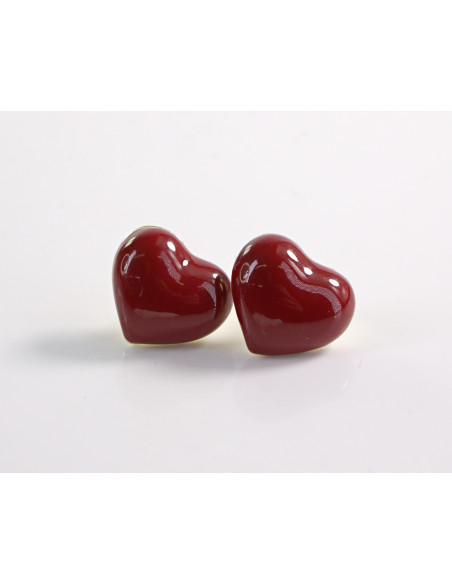 Kolczyki SEERCE BORDOWE SERCA  LOLITA AKCESORIA srebrny sztyft 925