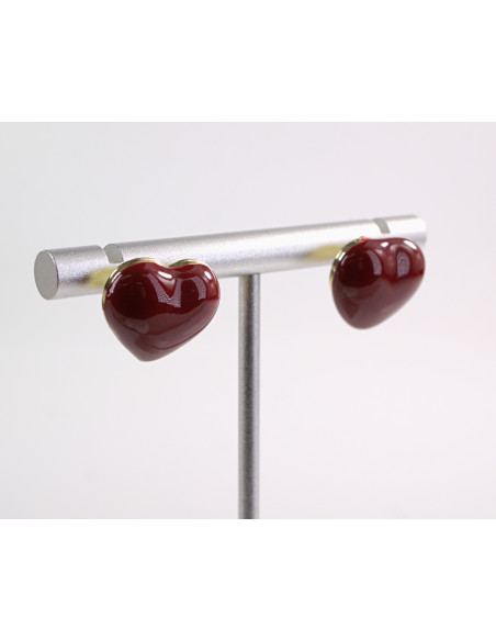 Kolczyki SEERCE BORDOWE SERCA  LOLITA AKCESORIA srebrny sztyft 925