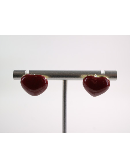 Kolczyki SEERCE BORDOWE SERCA  LOLITA AKCESORIA srebrny sztyft 925
