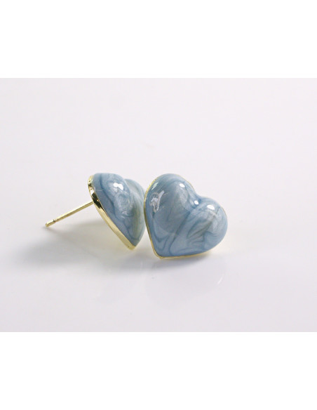 Kolczyki SERCE NIEBIESKIE MELANŻ SERCA  LOLITA AKCESORIA srebrny sztyft 925
