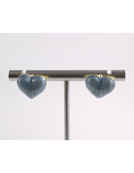 Kolczyki SERCE NIEBIESKIE MELANŻ SERCA  LOLITA AKCESORIA srebrny sztyft 925