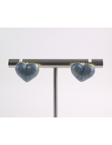 Kolczyki SERCE NIEBIESKIE MELANŻ SERCA  LOLITA AKCESORIA srebrny sztyft 925